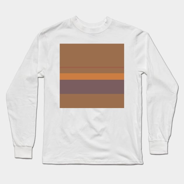 An astonishing customization of Faded Blue, Dirt, Deep Taupe, Earth and Dull Orange stripes. Long Sleeve T-Shirt by Sociable Stripes